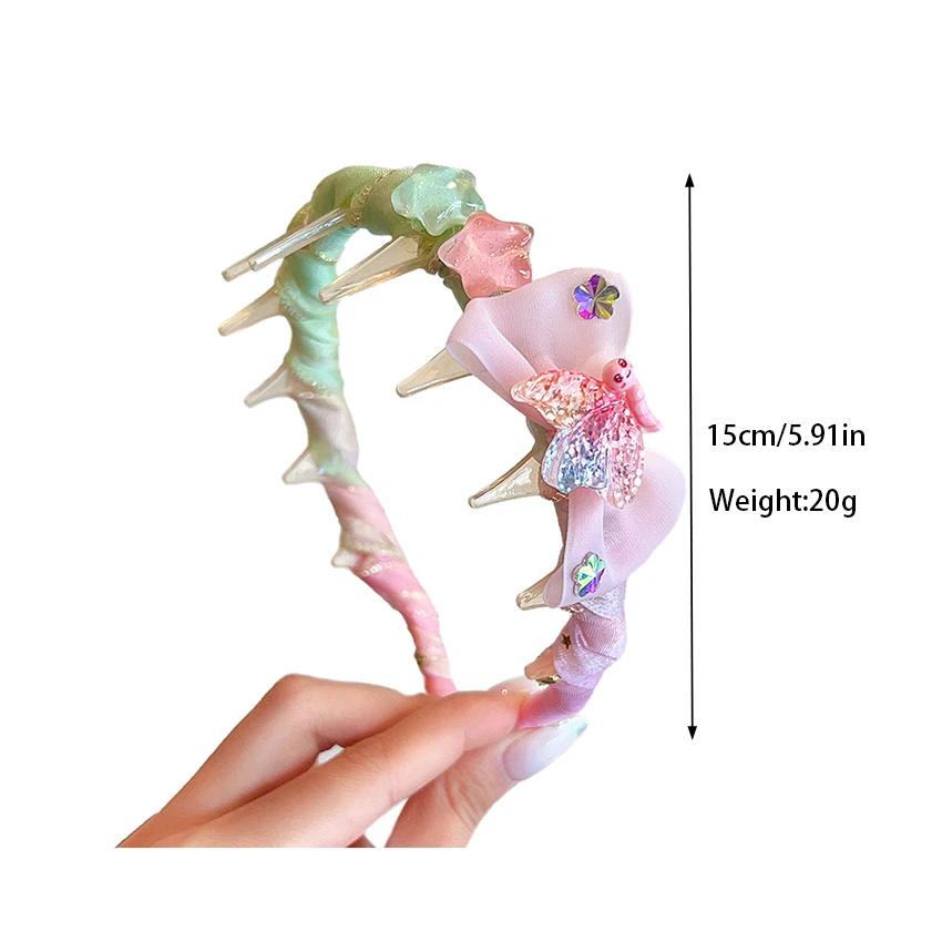 Mädchen Haarreif mit Zahngriff, niedliches 3D-Harzdekor, rutschfester Stoff-Haarreif für Kleinkinder, Kinder-Party-Haaraccessoires, Geschenk – Detail 2