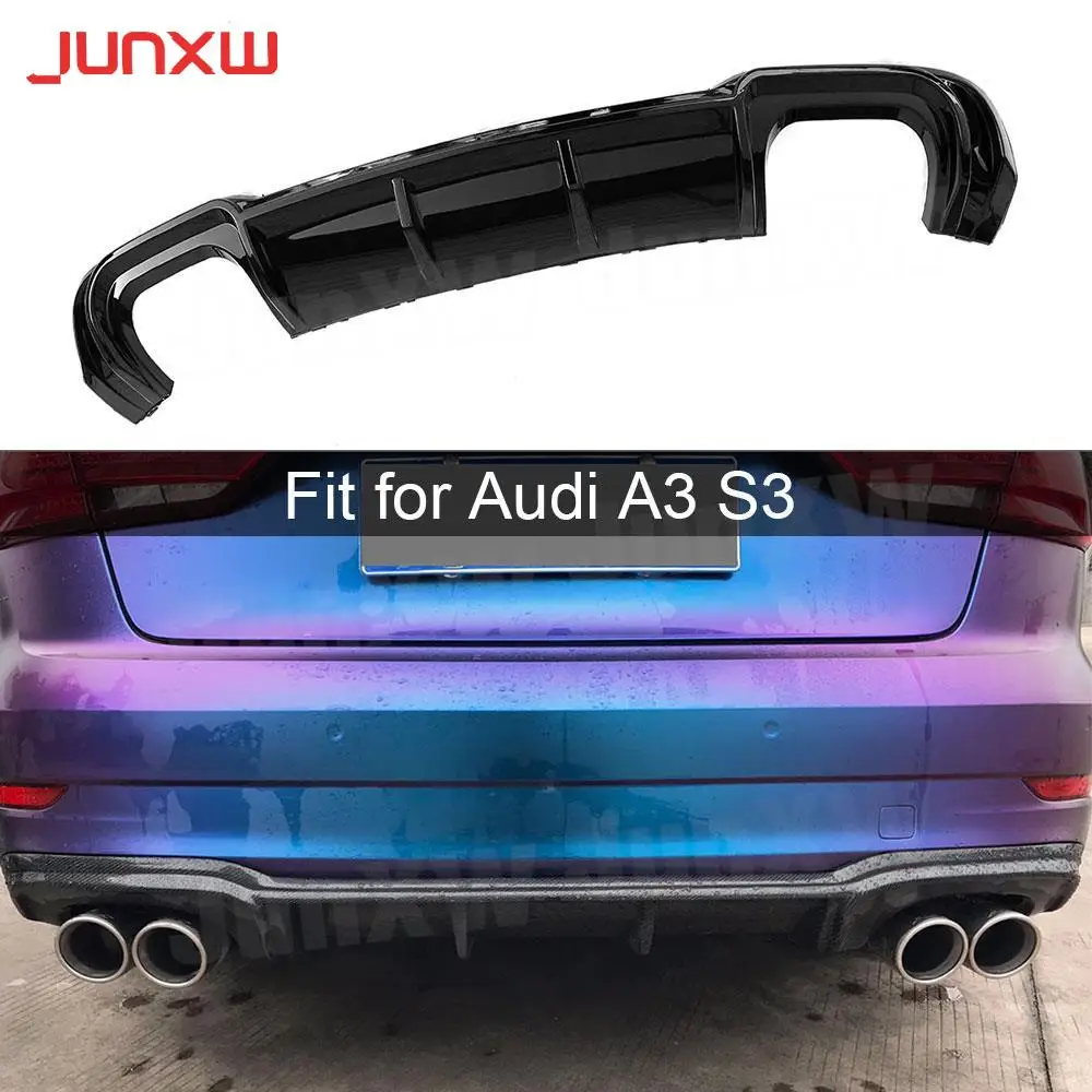 ABS Rear Diffuser Bumper Lip Cover for Audi A3 S3 Sline Sedan 2017-2021 not Standard Rear Bumper Extension Car Styling