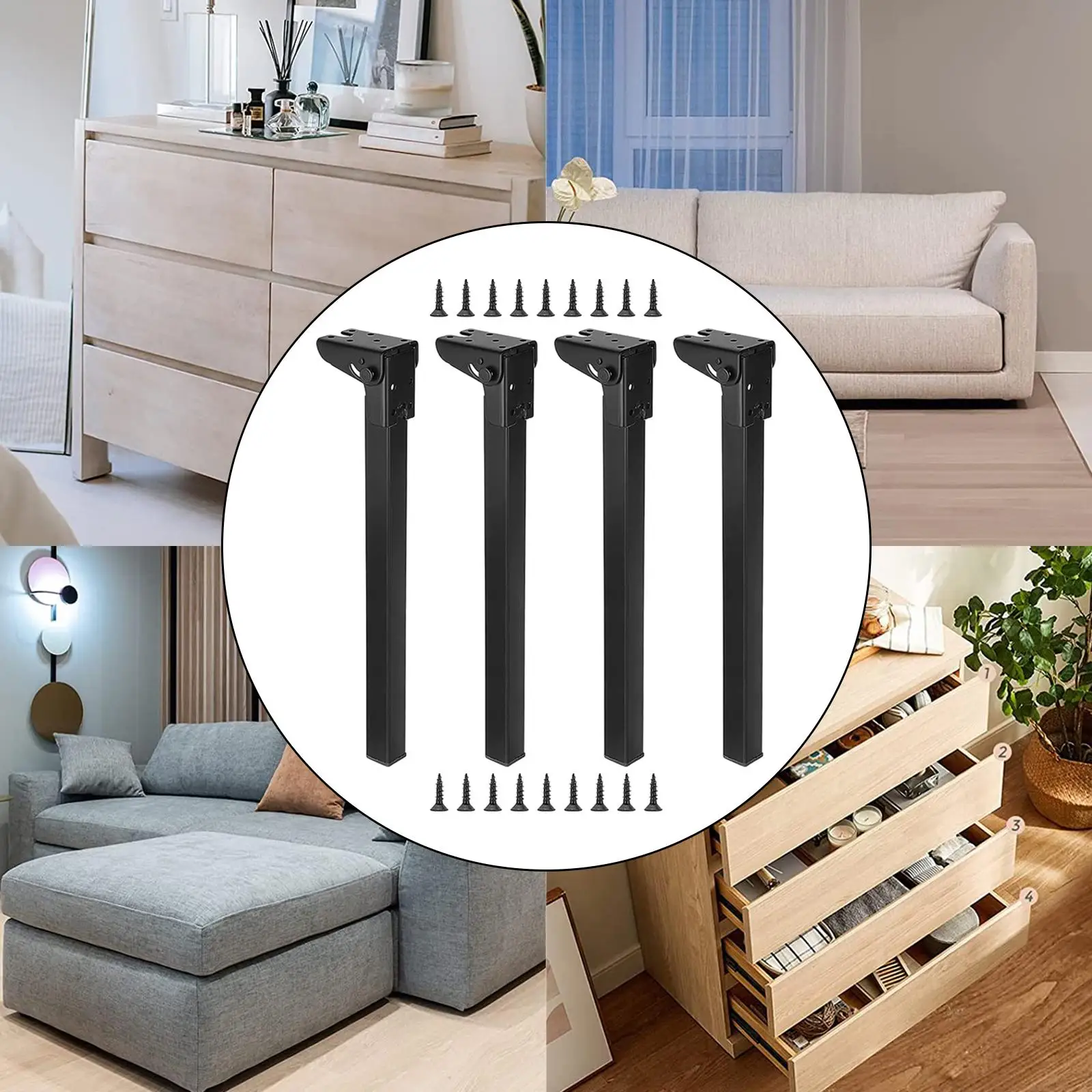 4Pcs Foldable Table Leg Table Legs Easy Installation Adjustable Stable for Laptop Table Desk Night Stands