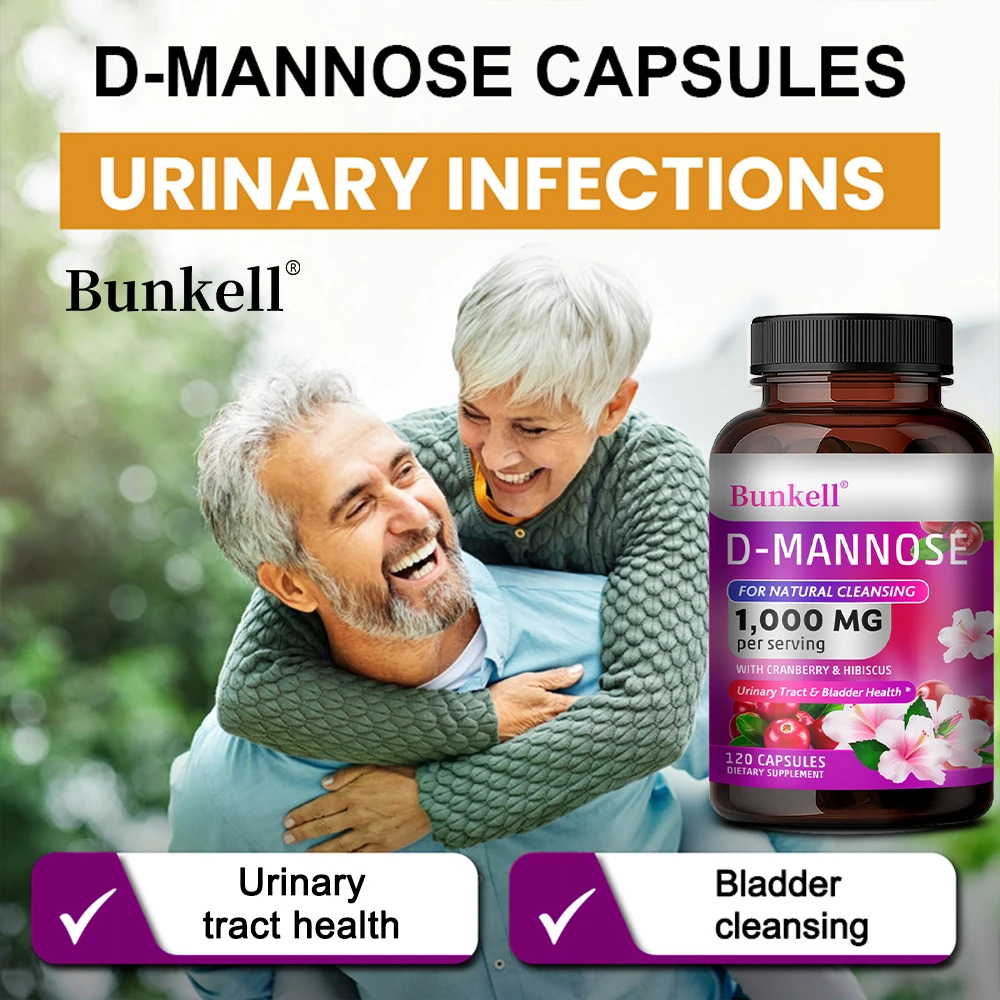 D-Mannose 1000mg Capsules - Cranberry Dandelion Hibiscus, Support Urinary Tract Bladder Health, Internal Cleansing & Immune