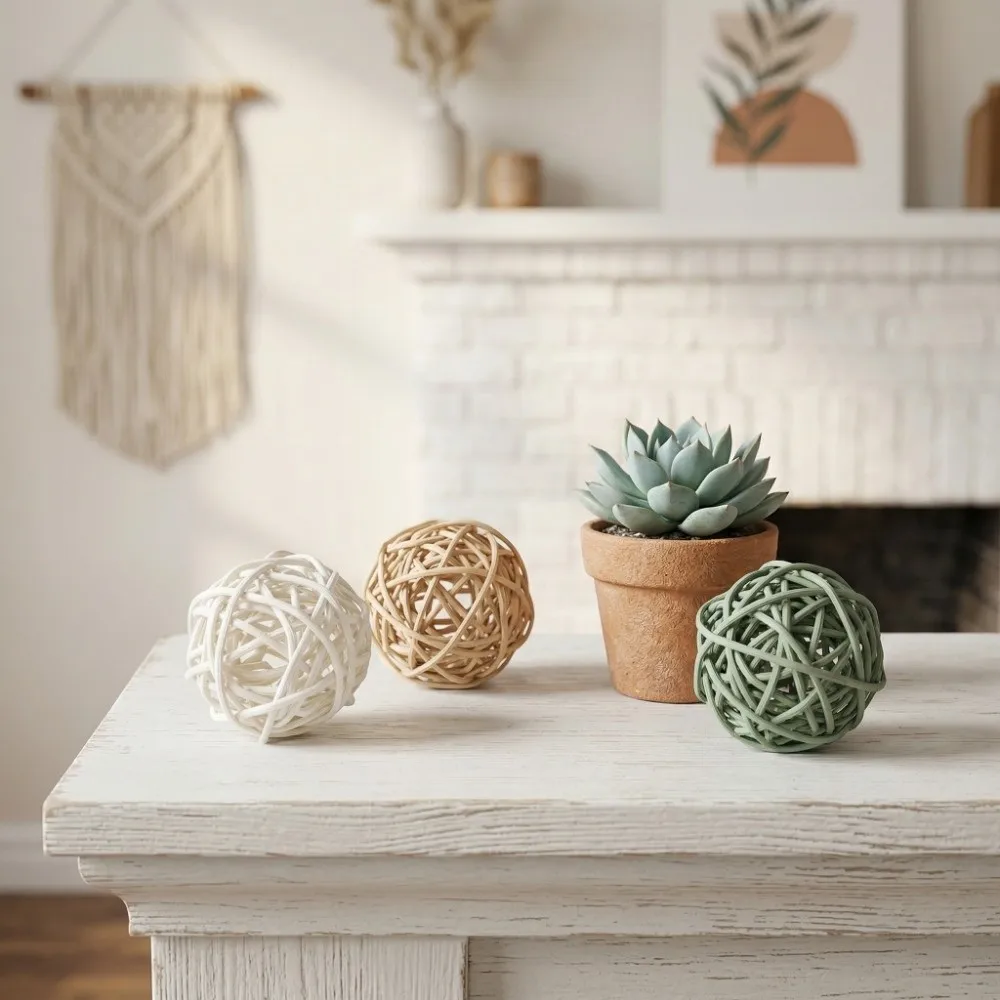 20 Pcs DIY 1.2 Inch Aromatherapy Rattan Balls Colorful Rattan Parrot Handwoven Lightweight Woven Balls Wedding