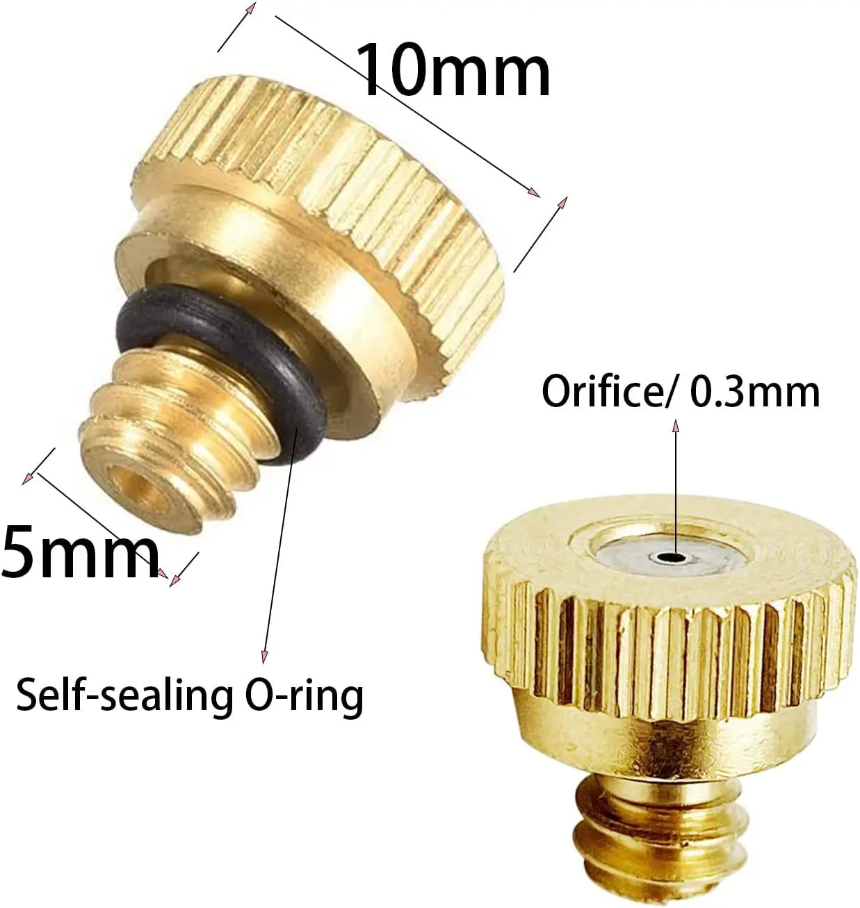 20 teile/los Messing düse. Öffnung 0.1,0.2,0.3,0.4mm, 0,5 Messing nebel düsen, Niederdruck nebel kühldüse.