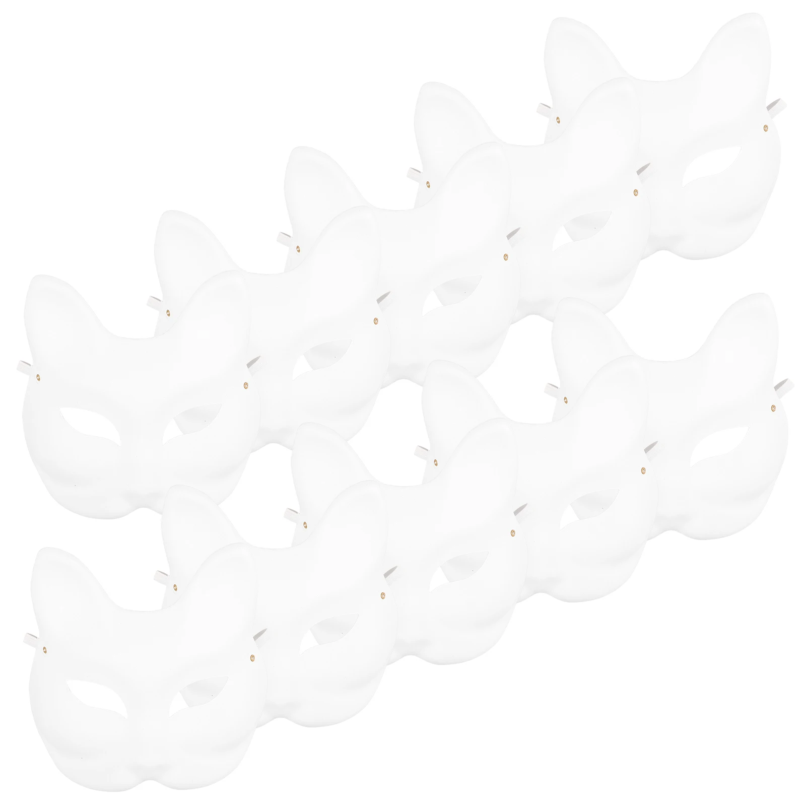 

10pcs Blank Hand Painted Pulp Masks Paper DIY Fox Masquerade Party Halloween Cosplay Animal Women Accessories