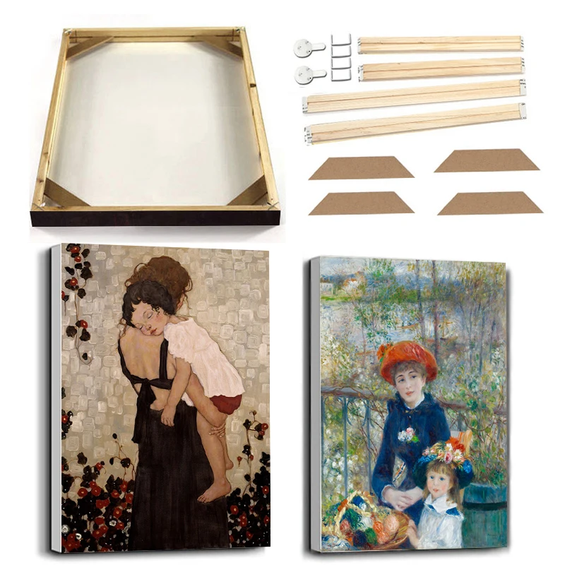 

Mother and Child By Gustav Klimt Canvas Painting with Frame Nordic Vintage Poster Abstract Figure Wall Art Picture Home Decor