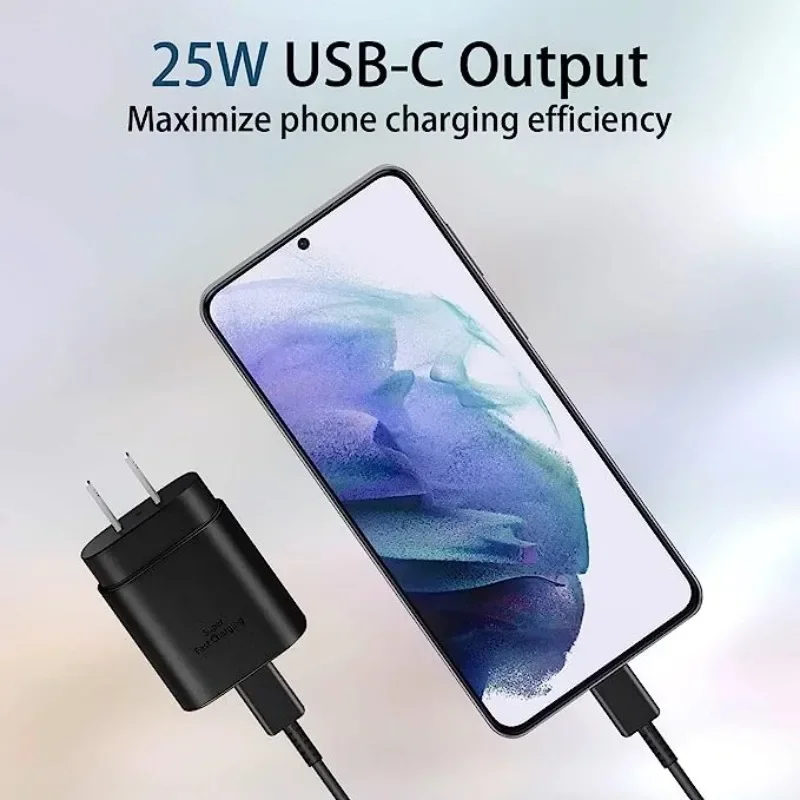 25W Super Fast Charging Power Adapter For Samsung Galaxy S23 S22 S21 S20 USB Type C Cable Note 20 A52 PD Quick Charge 3.0 Cable