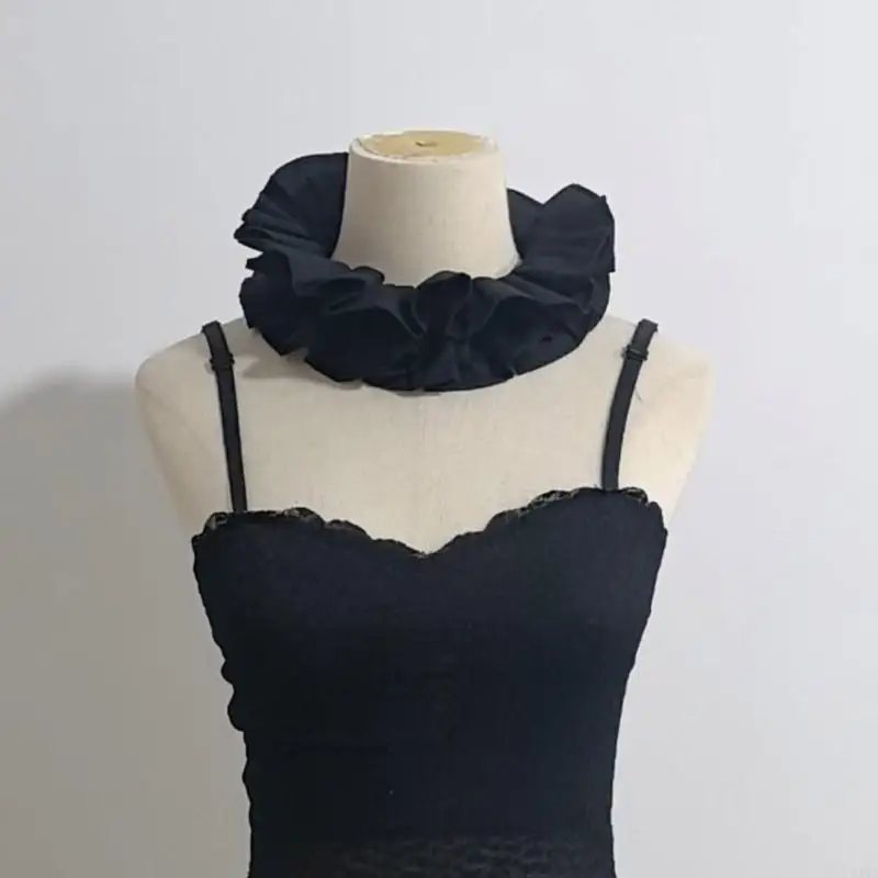 

L5YA Elegant Ruffle Faux Collar Shirt Decorative Neck Ruff Collar for Women Daily Use