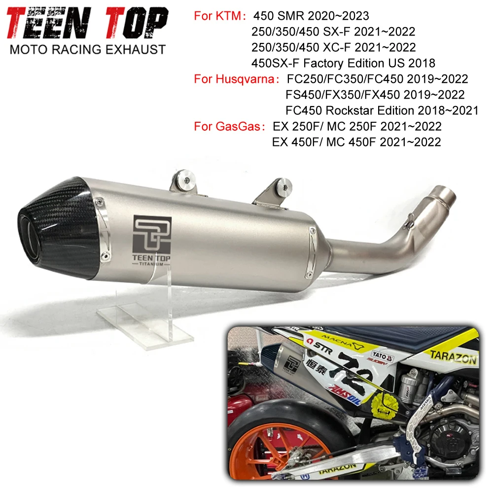 

For Husqvarna FC250 FC450 FS450 Slip on Exhaust Motorcycle Escape Titanium Alloy Exhaust Muffler For KTM 450 SX-F/XC-F/SMR 19-22