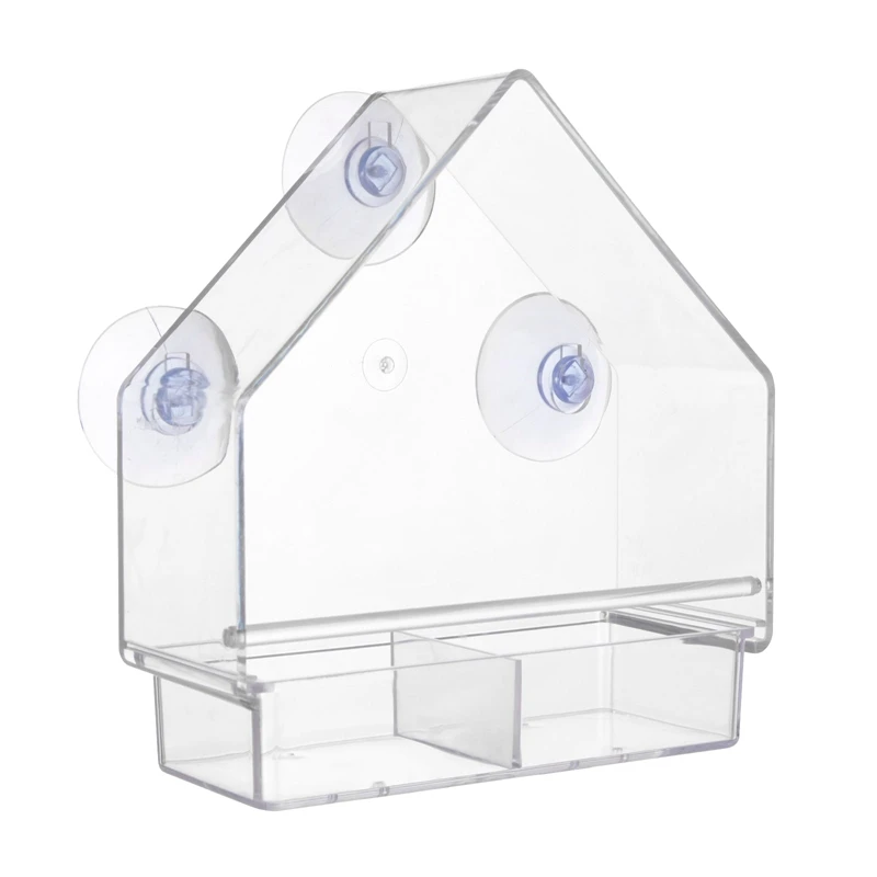 Window Bird Feeder,Removable Sliding Tray With Suction Cup,All Weather For Wild Birds,Easy To Clean,Clear Acrylic