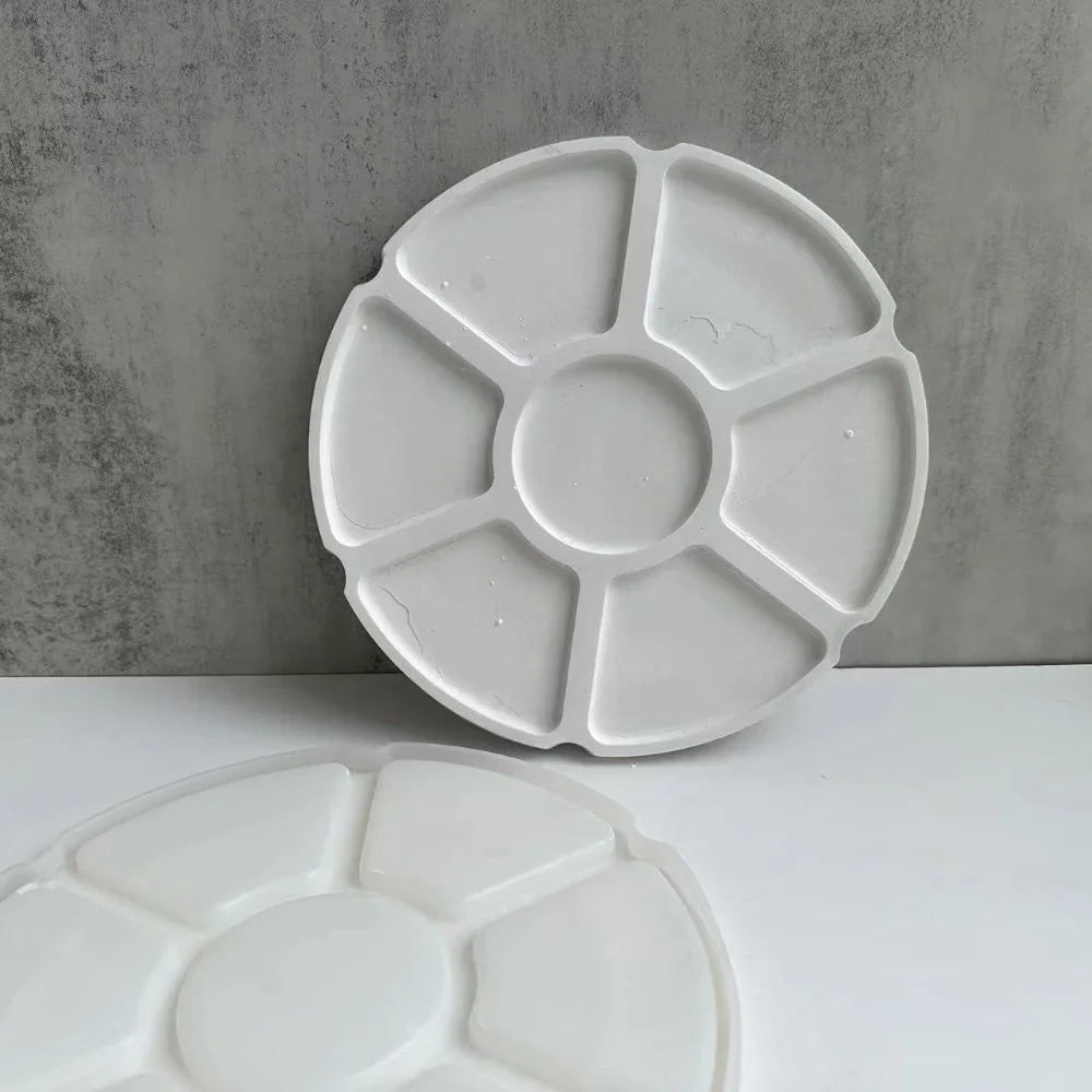 

Round 7 Compartment Tray Silicone Mold DIY Craft Painting Palette Makeup Tray Plaster Epoxy Resin Molds