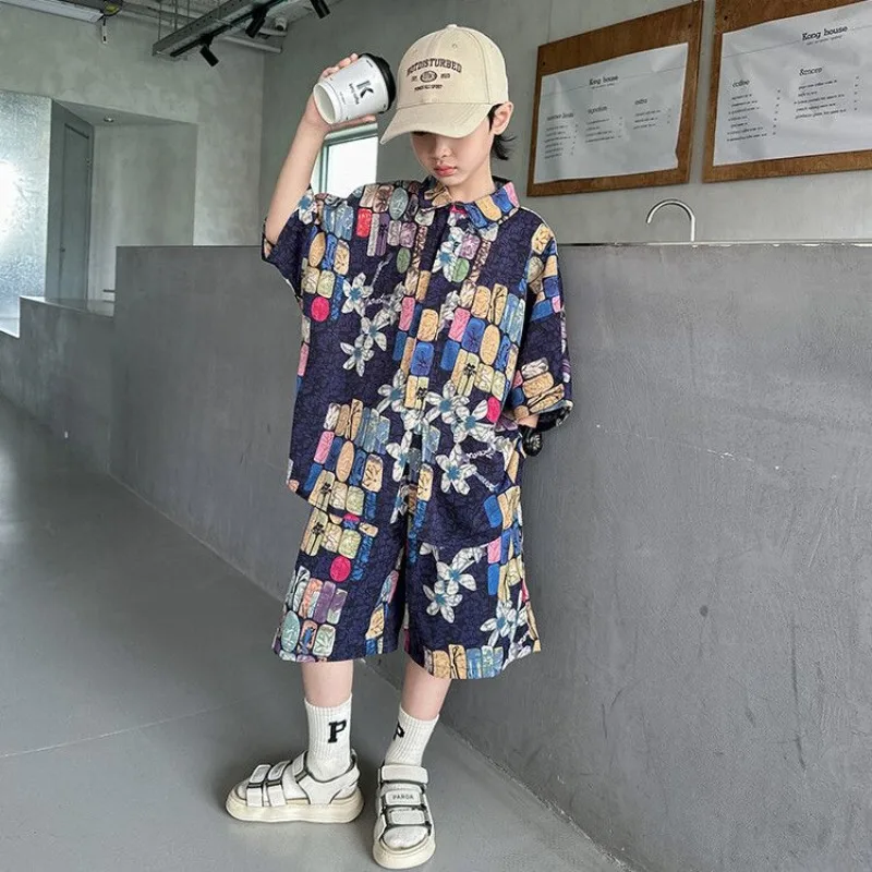 

Printed Shirt Clothes for Cotton 2025 Kids T-shirts Children Boys' Set Boy Clothing Top Bottom Clothing Children's Boy's Outdoor