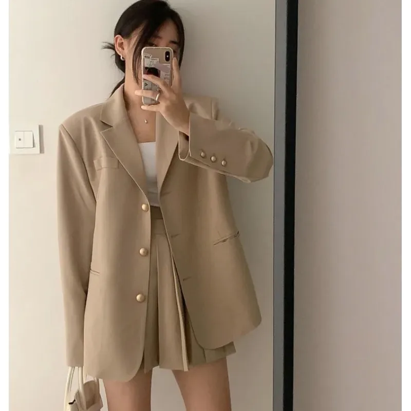 

Korean Loose 2 Piece Women Dress Set with Blazer Summer 2024 Thin Full-sleeved Blazers + Skirt Casual Office Ladies Suits