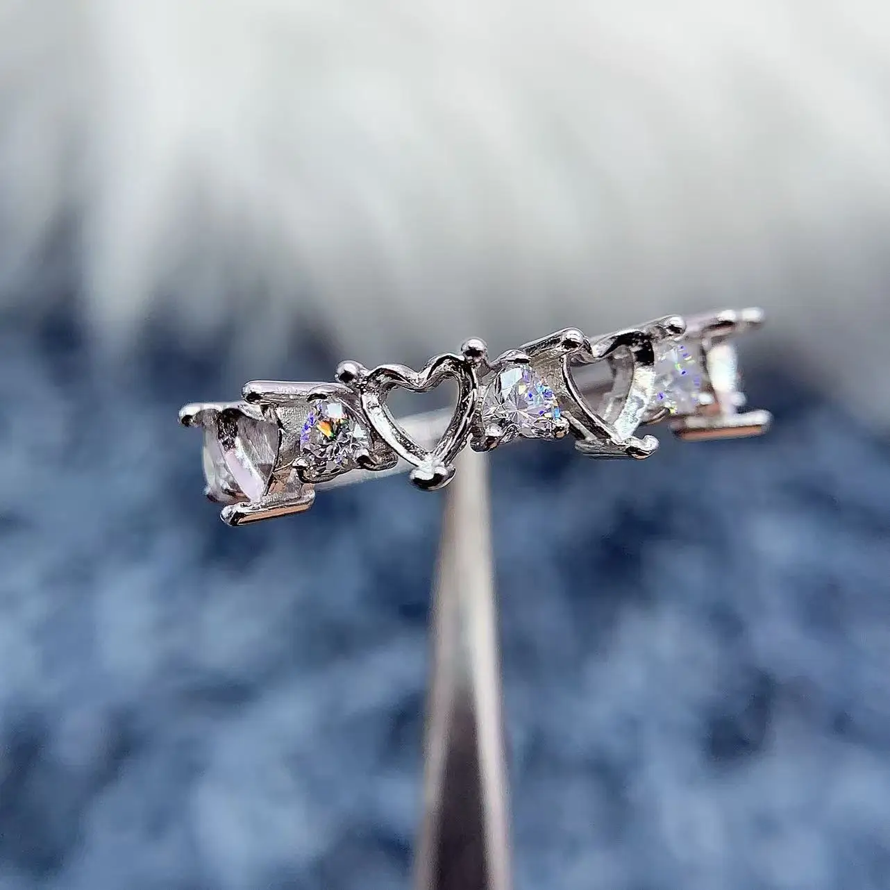 

MeiBaPJ Inlay Heart Shaped 4*4mm S925 Sterling Silver DIY Rings Settings Womens Gift Fine Charm Wedding Luxury Jewelry Wholesale