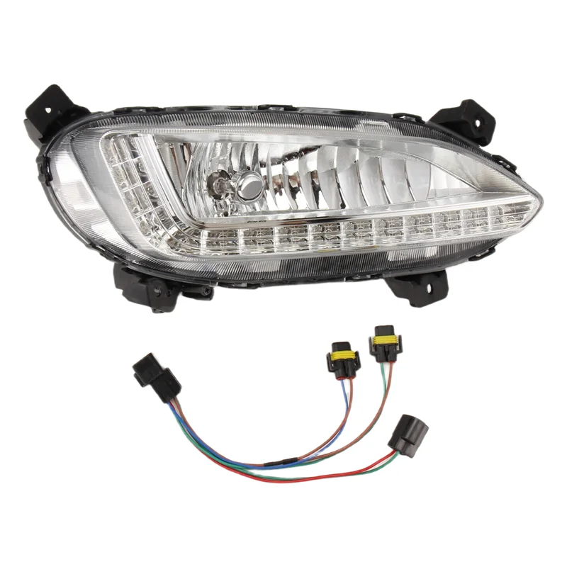 

AS57-LED дневные ходовые огни противотуманные фары в сборе для Hyundai Santa Fe Sport IX45 2016-2018 автомобильные аксессуары справа