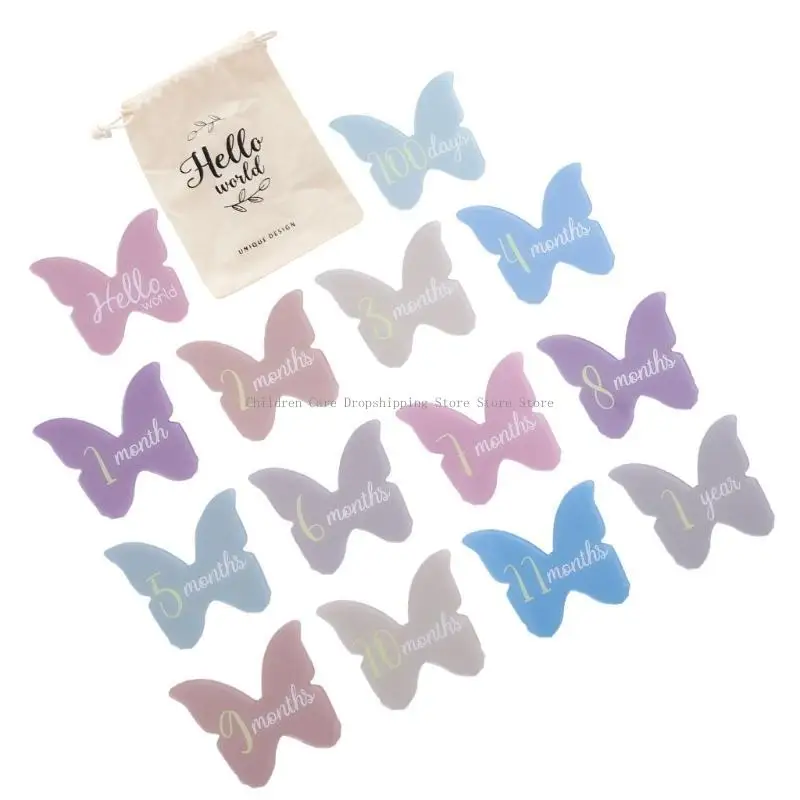 Opakowanie 14 szt. Akrylowe karty orientacyjne dla dzieci Chmura/w kształcie motyla Rekwizyty fotograficzne Pamiątkowa zabawka