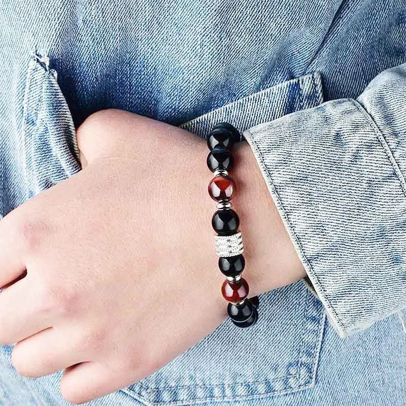 10mm Relax Anxiety Triple Protection Bracelet Spiritual Crystal Gemstone Beaded Bracelet for women men Bring Luck And Prosperity