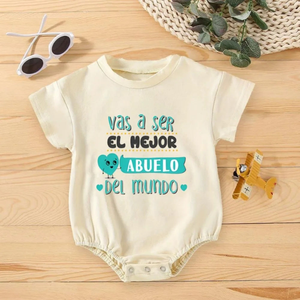 You Will Become The Best Grandfather in The World Print Bubble Baby Rompershort Sleeve Bofysuit  Spain Grandparents Day Surprise