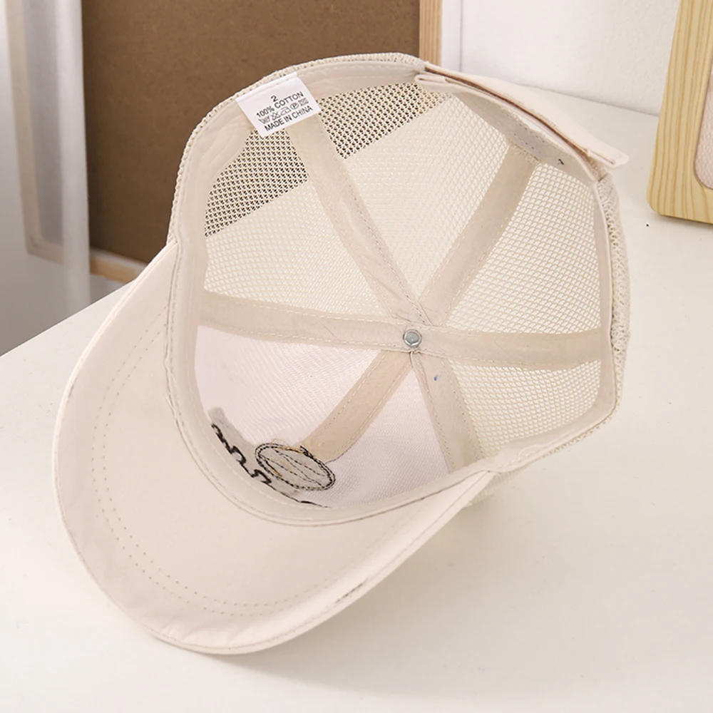 Summer Baseball Caps Solid Color Boys Girls Hat Cute Bear Spring Thin Breathable Mesh Adjustable Peaked Cap For Kids 2-8 Years