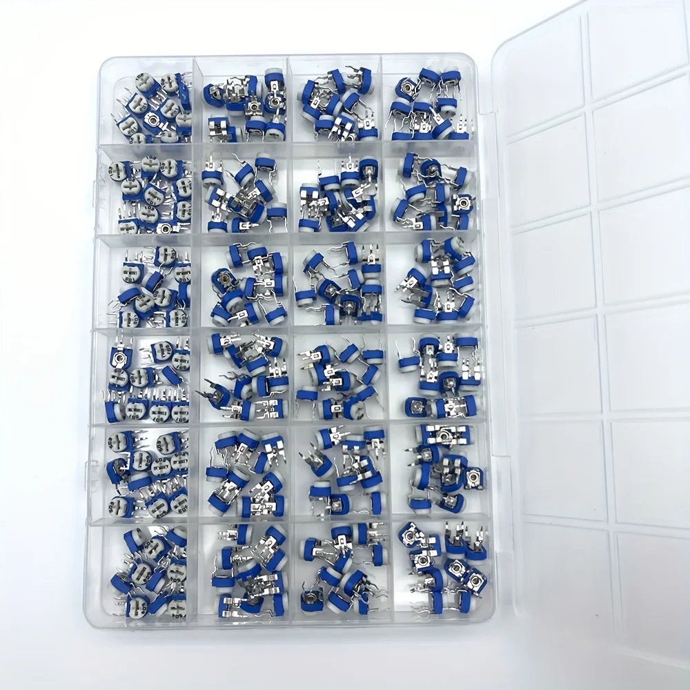 탄소 필름 수평 트림팟 전위차계 모음 키트, 가변 저항기, 24 값 RM065 100R - 2M RM063, 박스 당 240 개