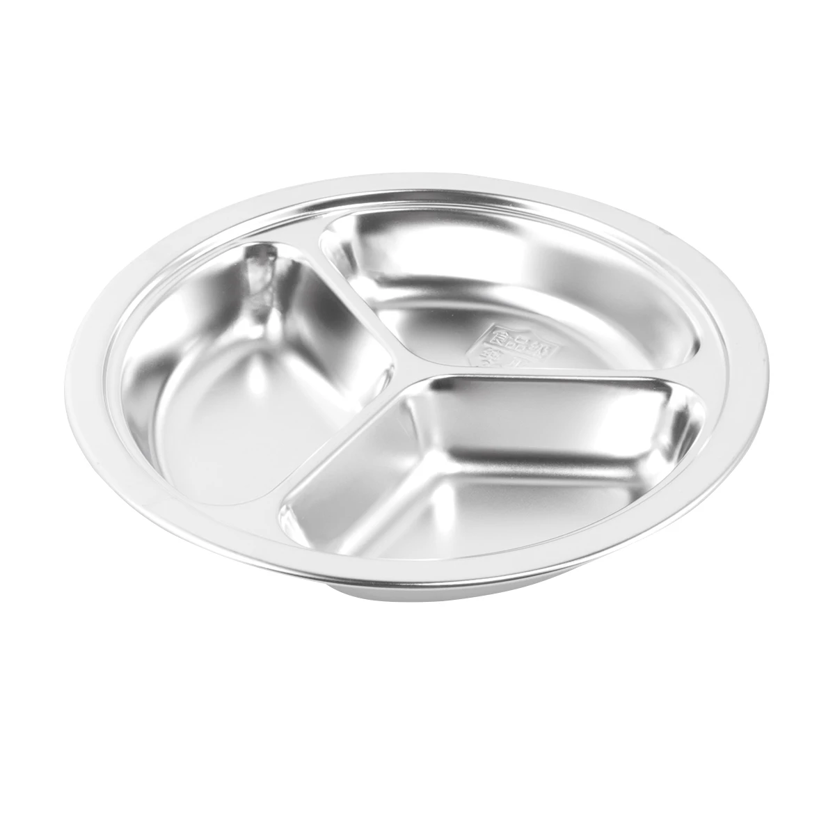 

304 Stainless Steel Food Grade Round Divided Plate 20Cm Non- Food Tray For Serving Fruit Dinner Smooth Dish