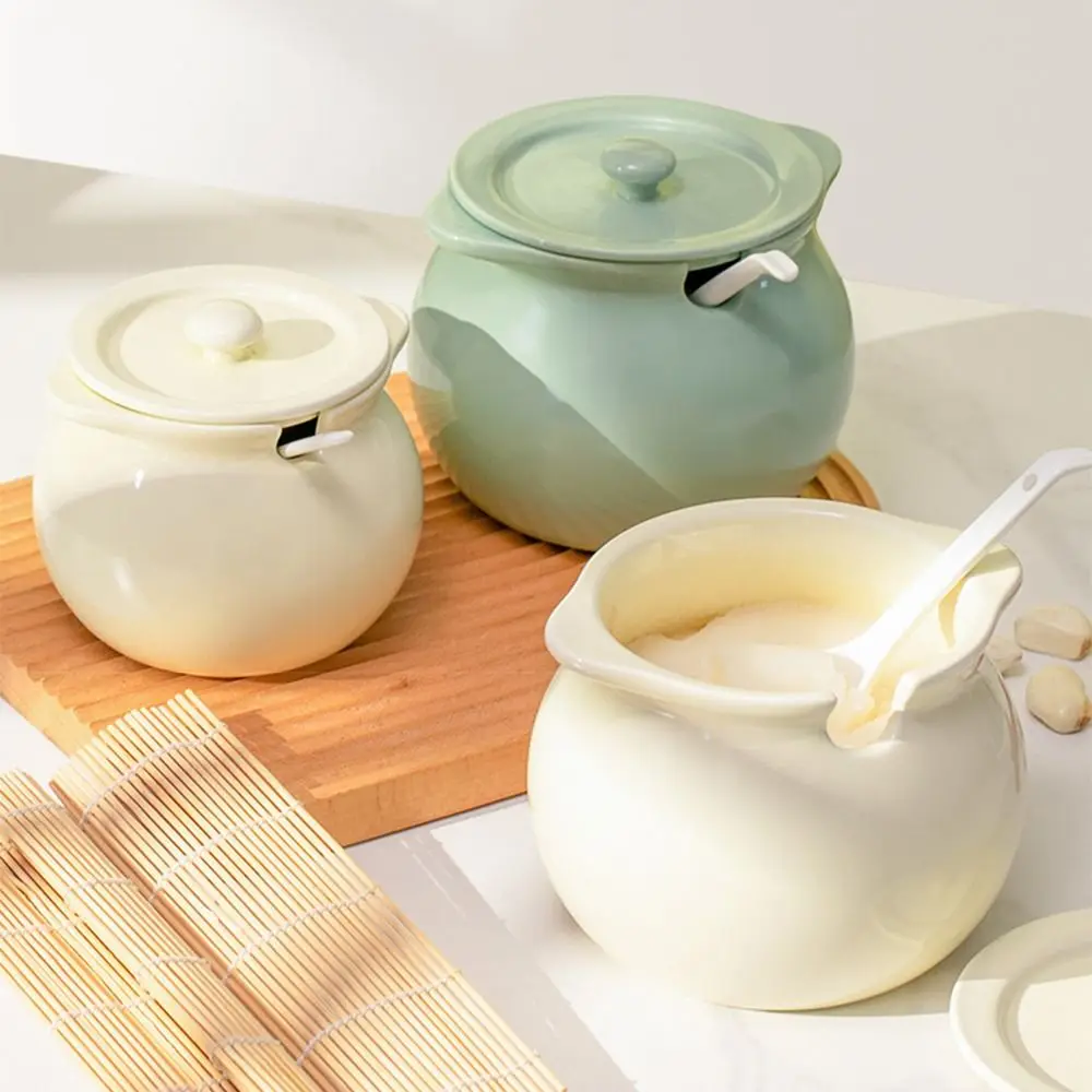 Large Capacity Ceramic Lard Jar High Temperature Resistant Kitchen Storage Containers Household Storage Jars with Lid