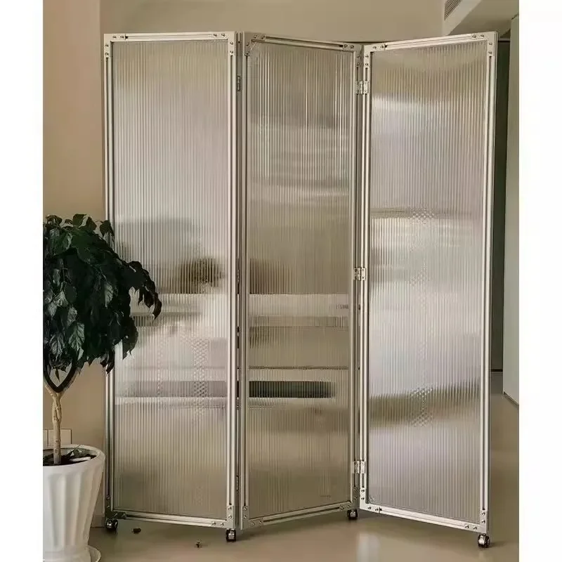 Office glass home screen foldable mobile non-punching restaurant living room Internet celebrity aluminum profile partition