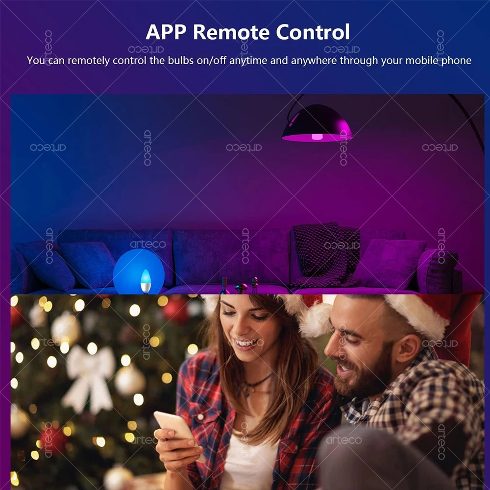 Tuya E14 Smart Bulb WiFi oder Bluetooth dimmbare LED-Glühbirnen RGBCW Smart Life App Kronleuchter LED-Kerzenlampe AC 220V-240V – Detail 2