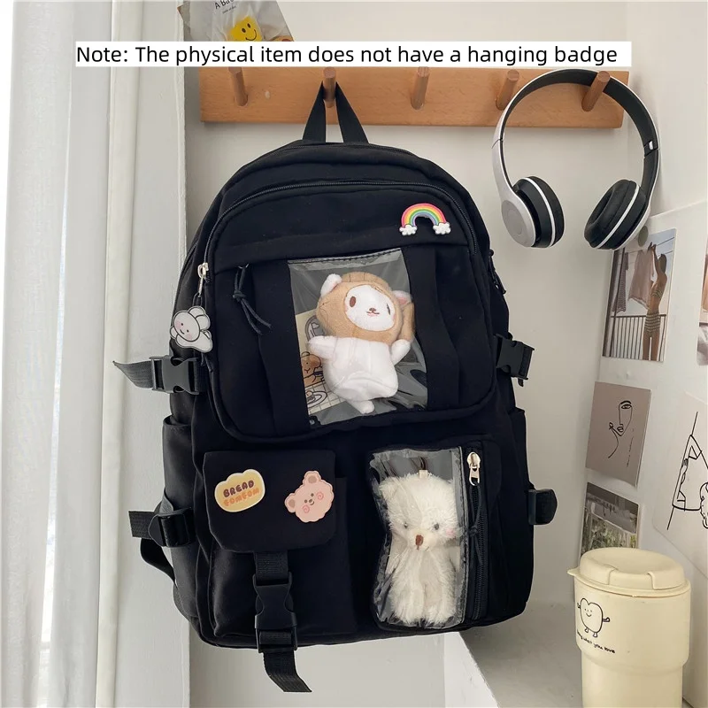 

Women's fashion backpack school bag trend girls leisure large capacity backpack cartoon solid color backpack