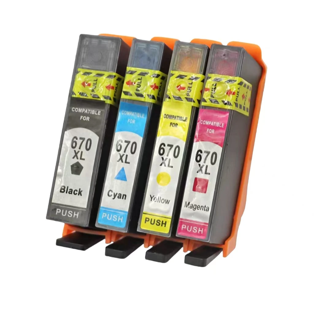 Compatible HP670  670 670XL Full Ink Cartridge Replacement for Deskjet 3525 4615 4625 5525 6525 Printer