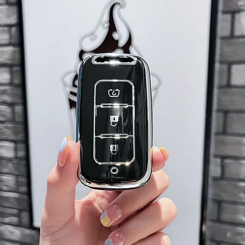 3 Bottons Silver Golden Car Remote Control Key Case Cover Keychian for 2018 2019 2020 DFSK Glory 580 S560 500 CVT Accessories