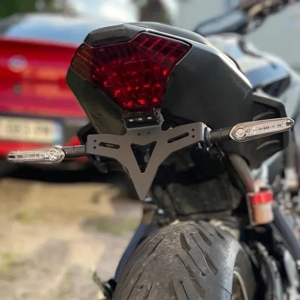 Motorcycle Rear Tail Tidy Fender License Plate Holder Bracket With LED  For Yamaha MT-07/FZ-07 2013-2023 Accessories image 6