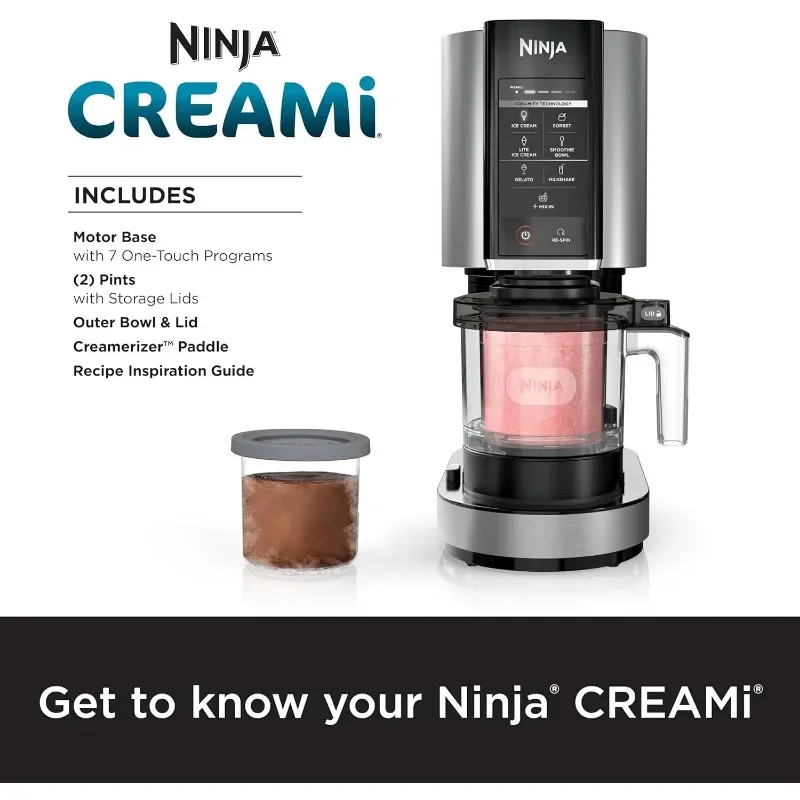 Ninja NC301 CREAMi Ice Cream Maker, for Gelato, Mix-ins, Milkshakes, Sorbet, Smoothie Bowls & More, 7 One-Touch