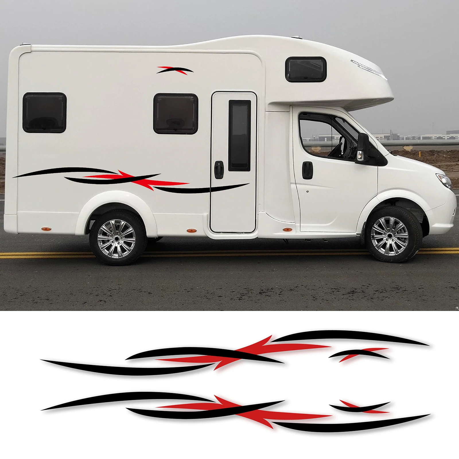 

2PCS Motorhome Car Door Side Stickers Graphics Vinyl Decals Auto Body PVC Stickers Camper Van Horsebox Caravan RV Decals