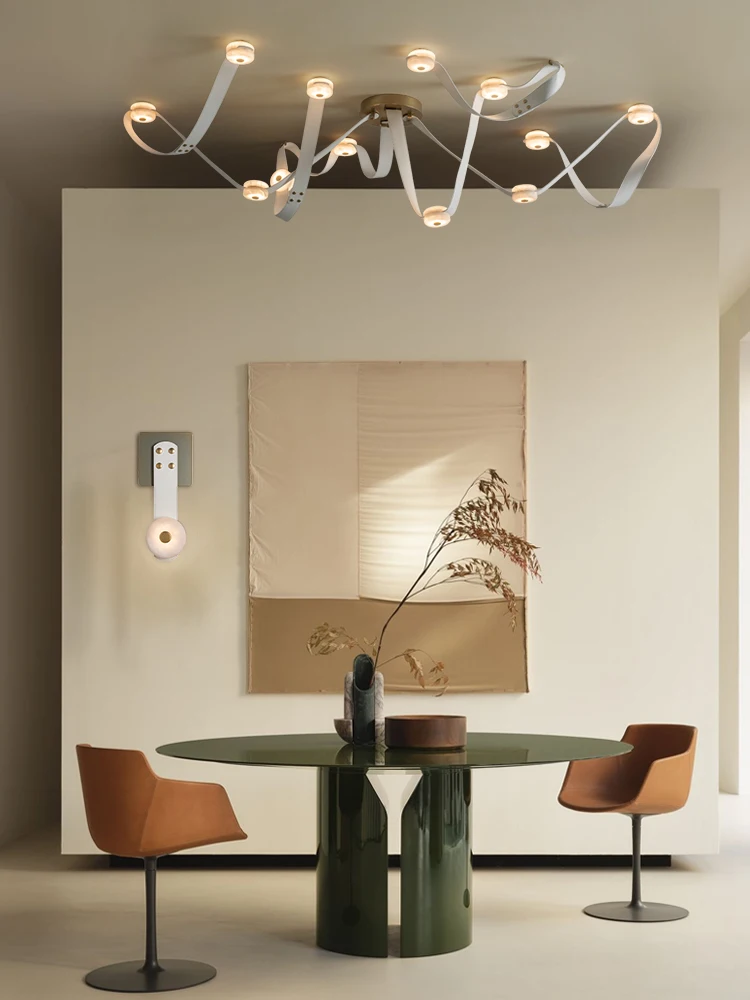 

Transform Your Living Room With Our Flexible Leather Strap Ceiling Lamp Elegant Marble Design Dimming Function 10cm Alabaster
