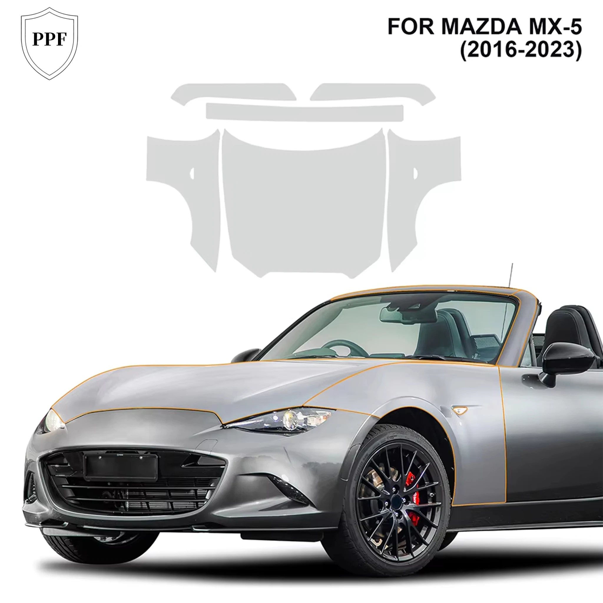 

For Mazda MX-5 MX5 2016-2023 TPU Clear Pre-cut PPF Car Exterior Cover Paint Protection Film Anti-Scratch Resistant Repairable