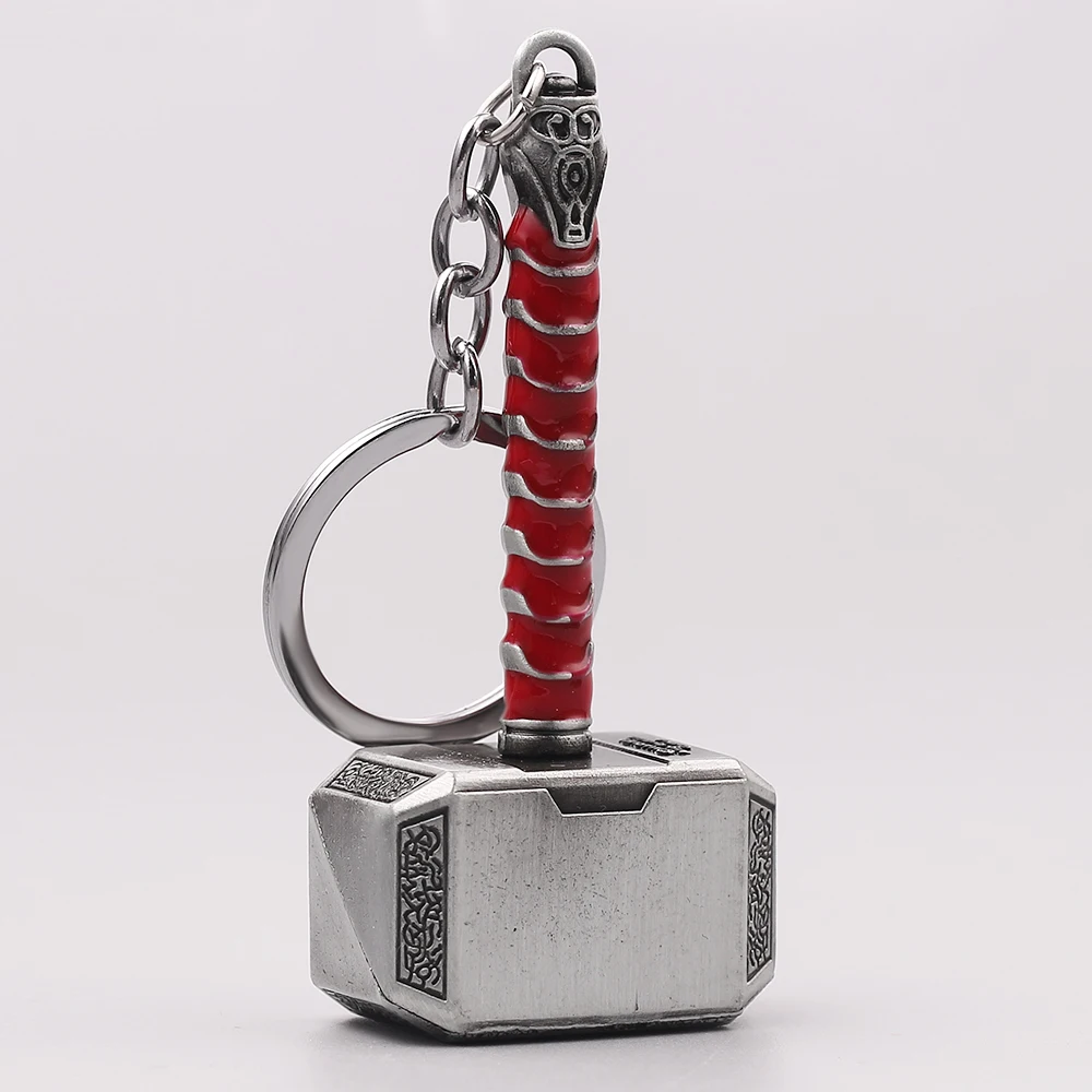 The Avengers Thor Hammer Metal Key Chain Marvel Keyring Men Women Key Holder Car Keychain Accessories Toys Gift