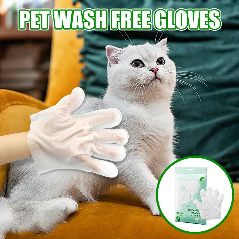 6 Pieces Pet Gloves Wipe Dog Cleaning Gloves Multipurpose Non Woven Deodorizing Soothing No Rinse for Dogs and Cats Puppy Kitten