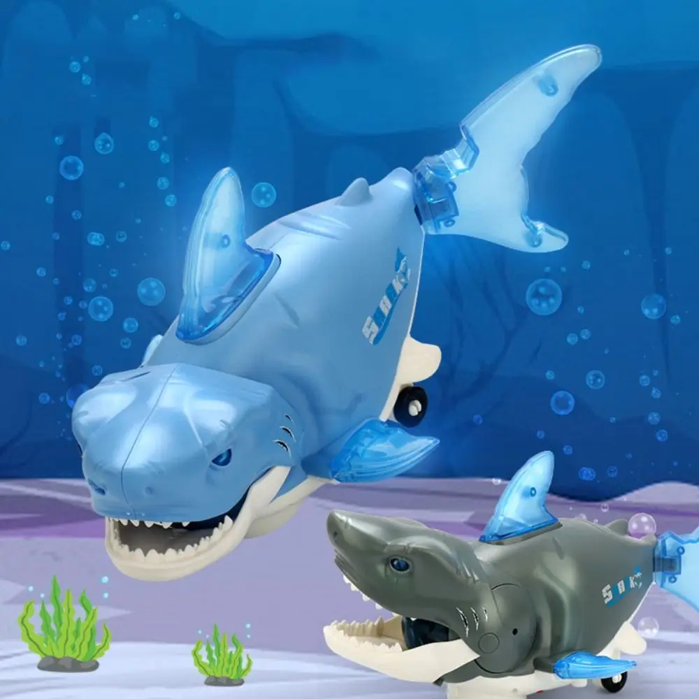 Plastic Swinging Shark Toy with Sound Simulation Crawling Interactive Shark Toy Light Swinging Swaying Fish Toys Kids Toddlers
