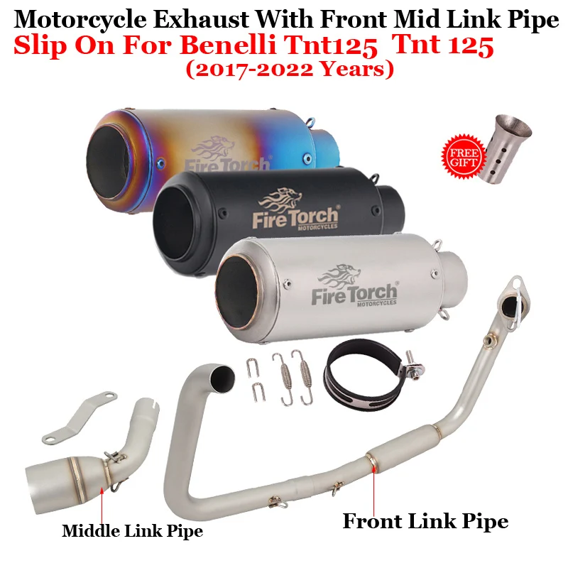 

Slip-On For Benelli TNT125 TNT 125 2017 - 2022 Motorcycle Exhaust System Front Middle Link Pipe With 51mm GP Muffler DB Killer