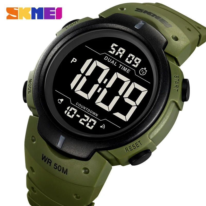 SKMEI Army Watch Men Sports Digital Watches Big Dial Luminous Waterproof Clock Military Electronic Wristwatches Orologi Digitali