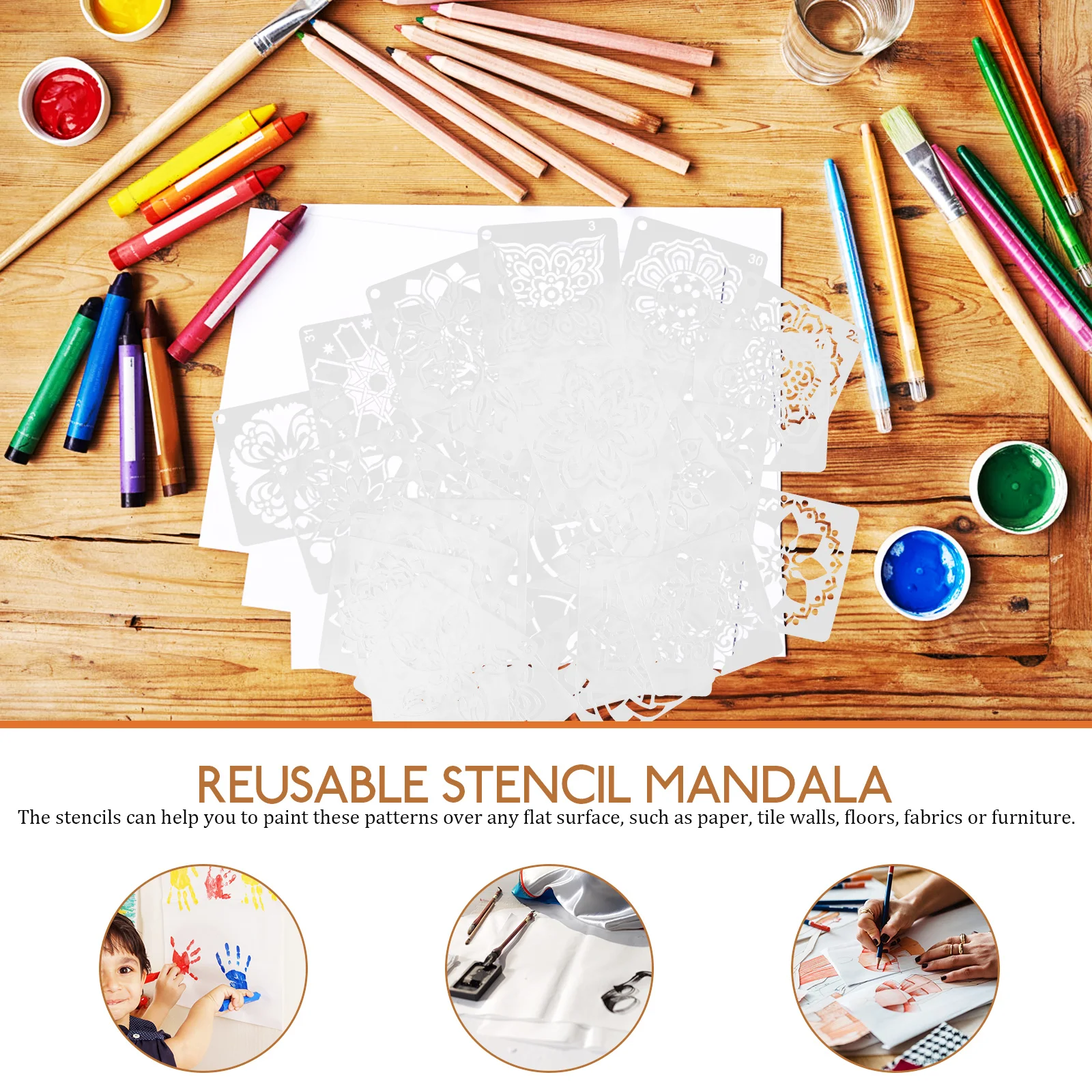

36pcs M Painting Templates Stencils for Wall Art Craft Reusable PET Drawing Patterns on Tile Paper Furniture