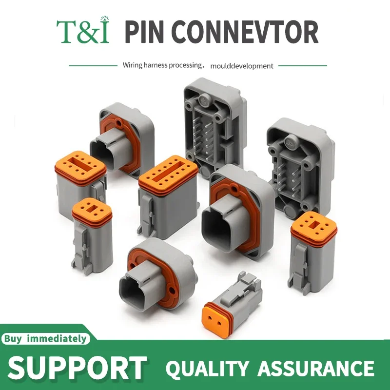 

DT15-2P/4/6/8/12P Holes Deutsch Automotive Waterproof Connector Straight Pin PCB Panel Needle Seat Jacket DT06-6S