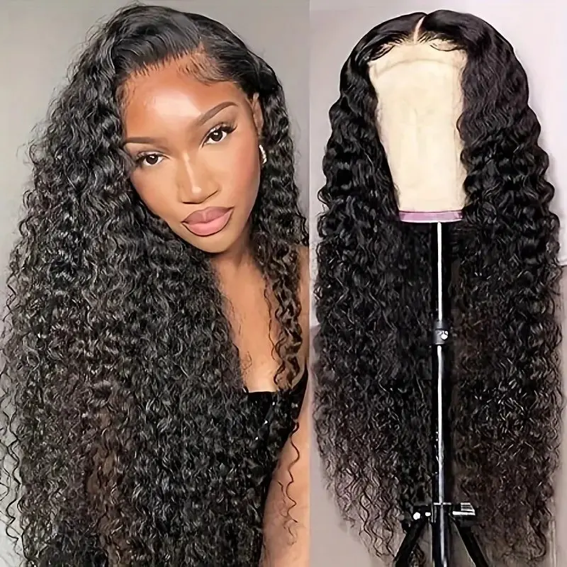 Rosabeauty Deep Wave 13X6  13x4 Lace Front Human Hair Wig 5X5 Preplucked Glueless Ready To Go Curly Wig 250 Density 40 Inch