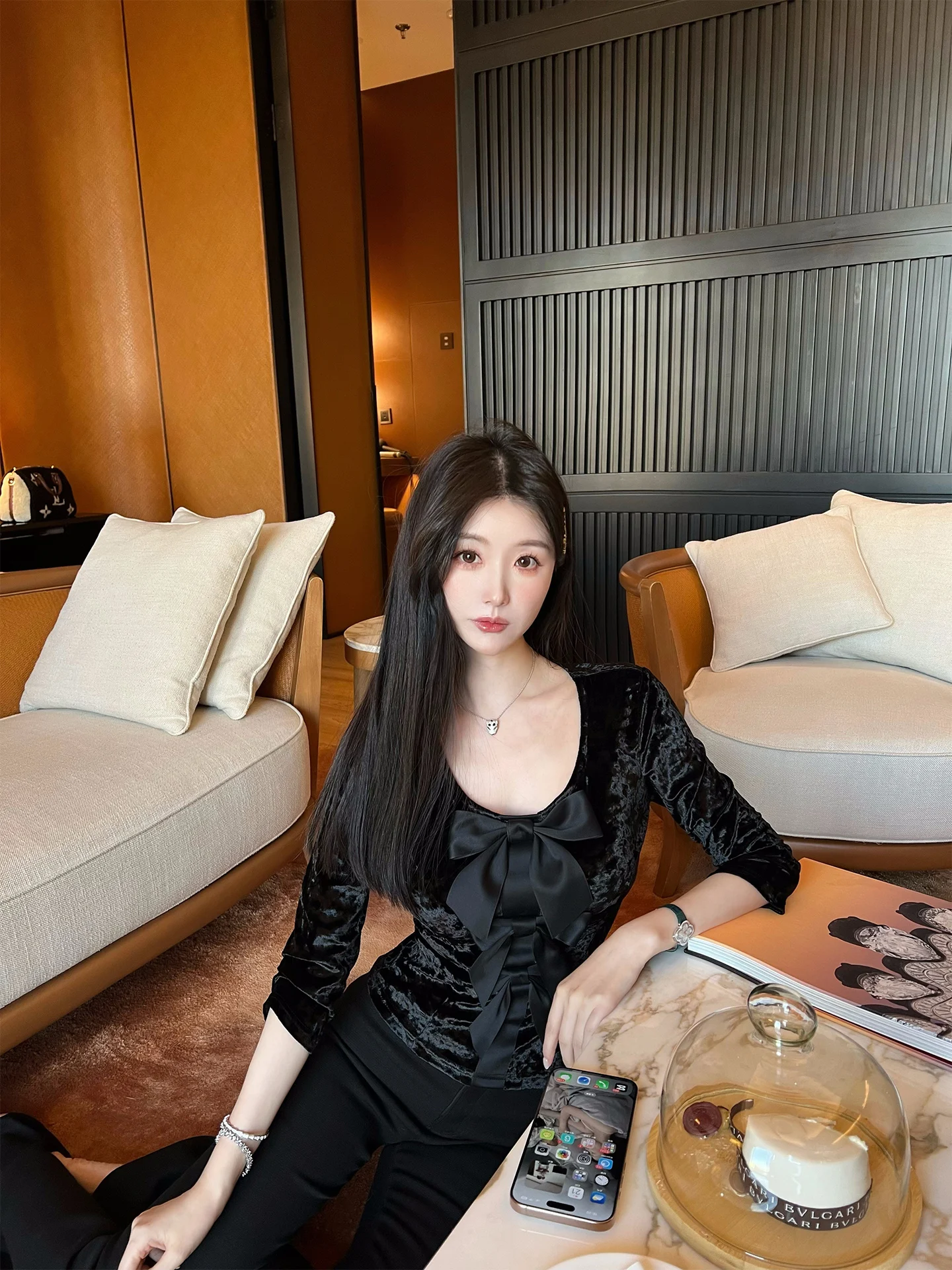 

Женский вязаный свитер Jenny Miss Inner Wear из бархата с бриллиантовым узором, ручной работы, с узлами, V-образным вырезом, из полиэфирного волокна, с рукавом 3/4