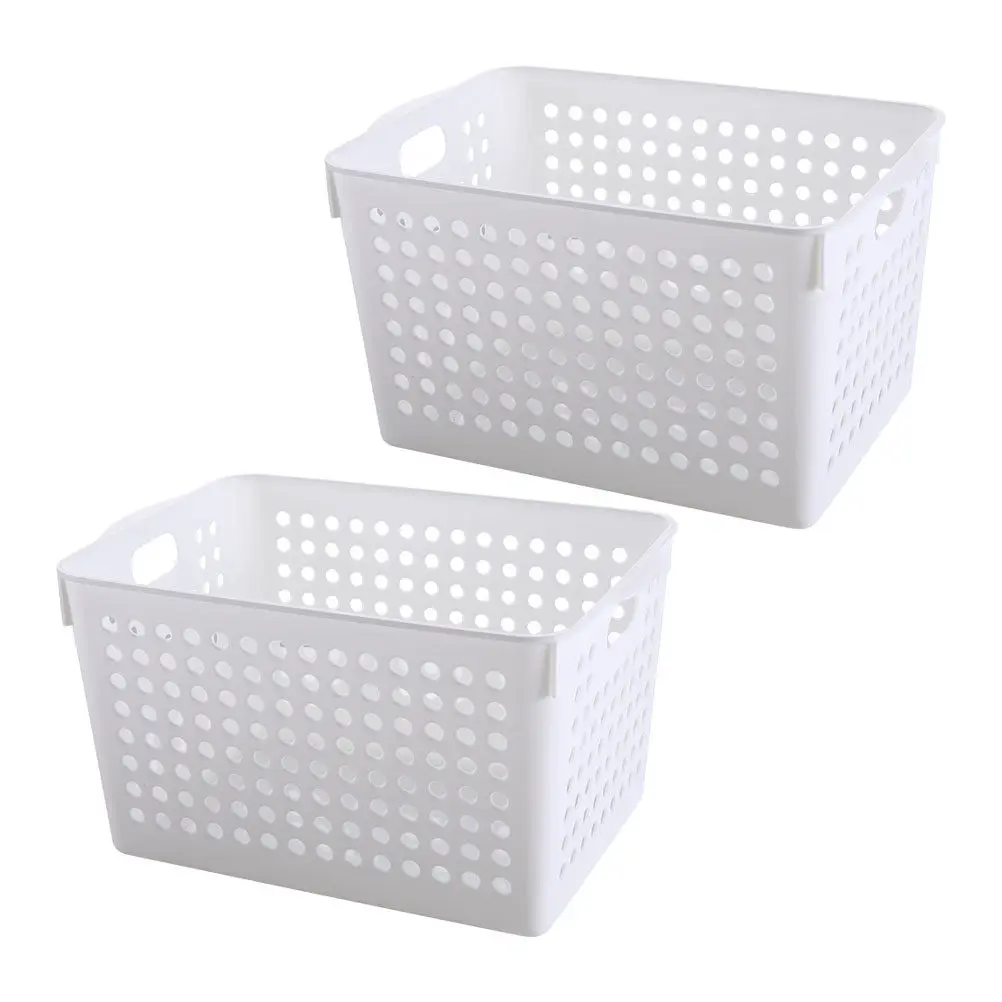 2pcs Snack File Storage Box Plastic Desktop Organizing Basket For Kitchen Cosmetics Sundries Organizer Household Supplies