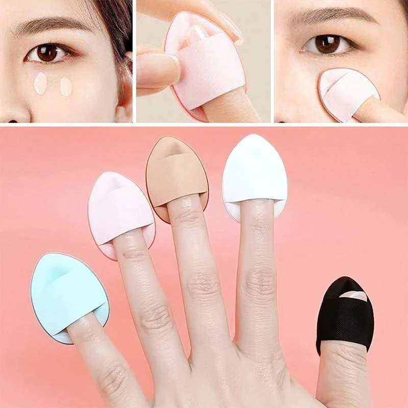 10PCS Mini Sponge Puff Triangle Finger Strap Foundation Powder Pressed Pad Soft Puff Cosmetic Contouring Concealer Makeup Tools