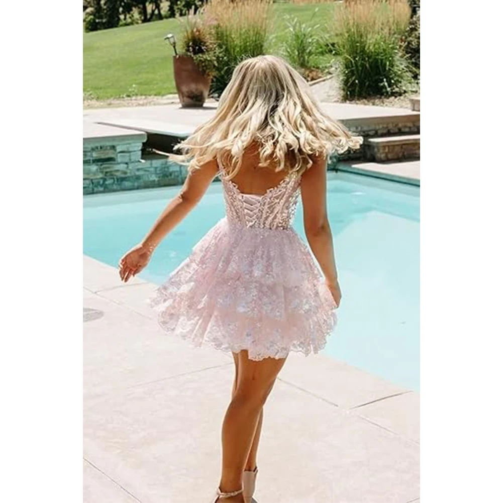 sachin and babi light blue dress 2025 Short Tulle Dress Fit And Flare Short Homecoming Dresses Splendiferous  A-line Spaghetti Straps Corset main image 0
