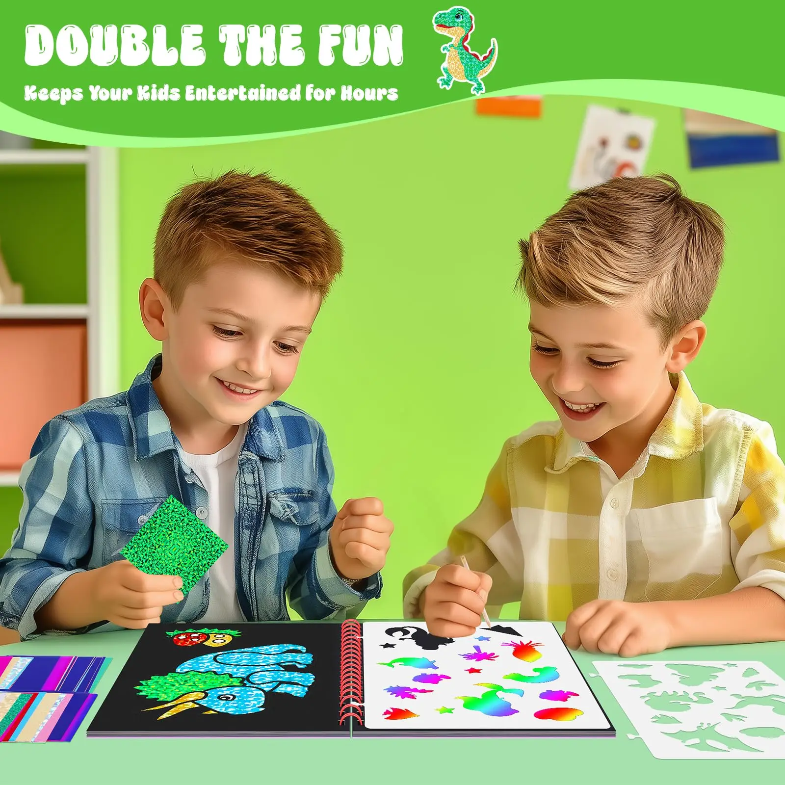 Художественная книга с царапинами в виде динозавра для детей, фольга и скретч, художественная бумага без беспорядка, художественные поделки, набор для творческой активности «сделай сам», подарки на день рождения