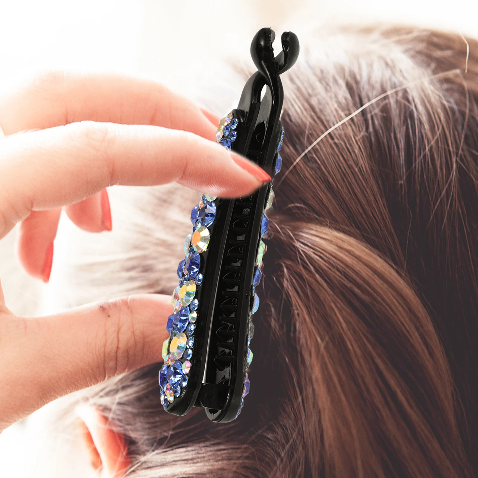 

2Pcs Crystal Banana Clips Rhinestone Hair Accessories Strong Grip for Thick Hair Women Elegant Styling