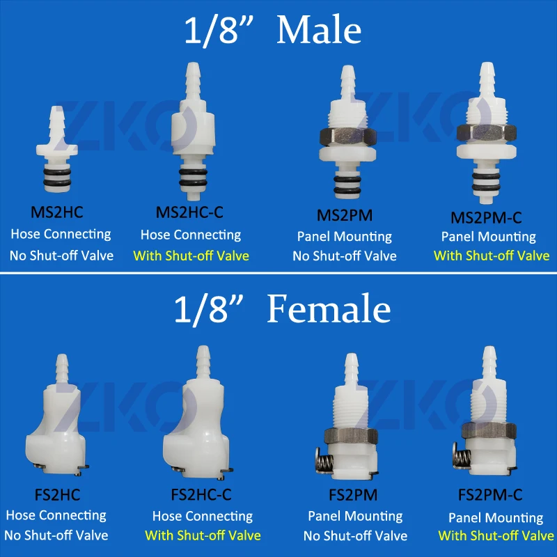 1/8 Hose Barb Quick Coupler Coupling Joint Shut-off Valve Quick Disconnect Fitting Hose Connector Male Female Printer Accessorie