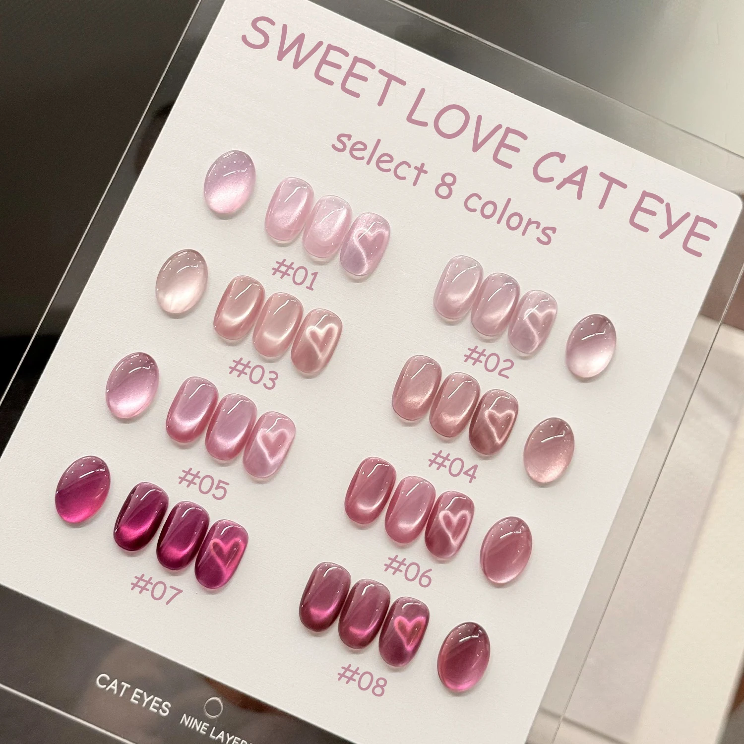 

ZH 8-цветный 12 мл Гель для ногтей Love Cat Eye Масло для ногтей Клей 2025 Новый внешний вид Белый дракон Фрукты Розовый стеклянный бисер Товары для дизайна ногтей